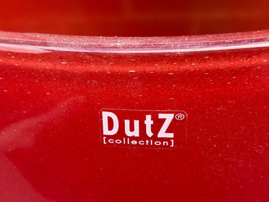 Originele DutZ rood/oranje mondgeblazen glazen siervazen, Huis en Inrichting, Ophalen, Handgemaakt, 41 cm, Oranje