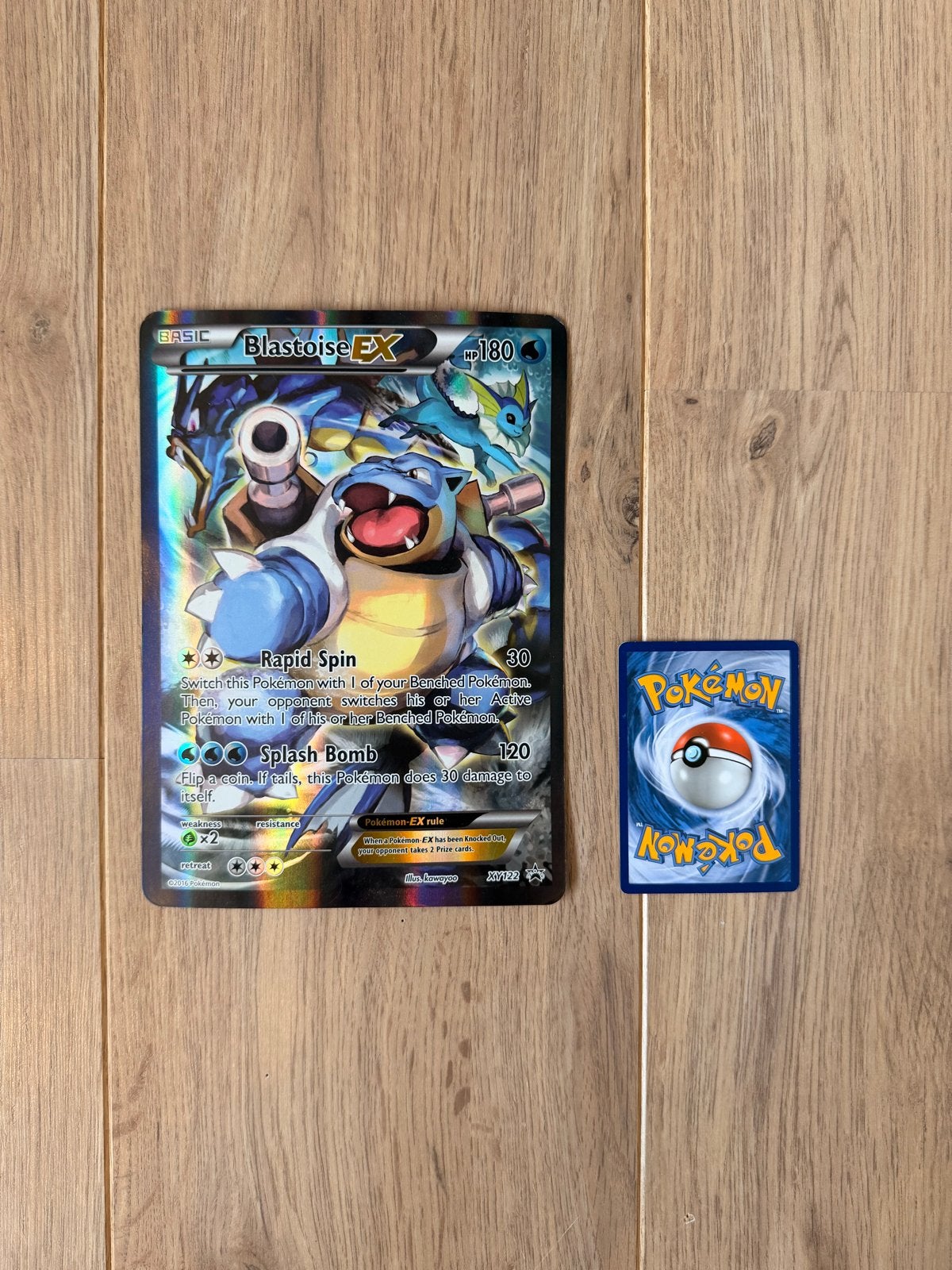 Pokémon Blastoise EX - XXL KAART, Ophalen of Verzenden, Zo goed als nieuw, Losse kaart, Foil