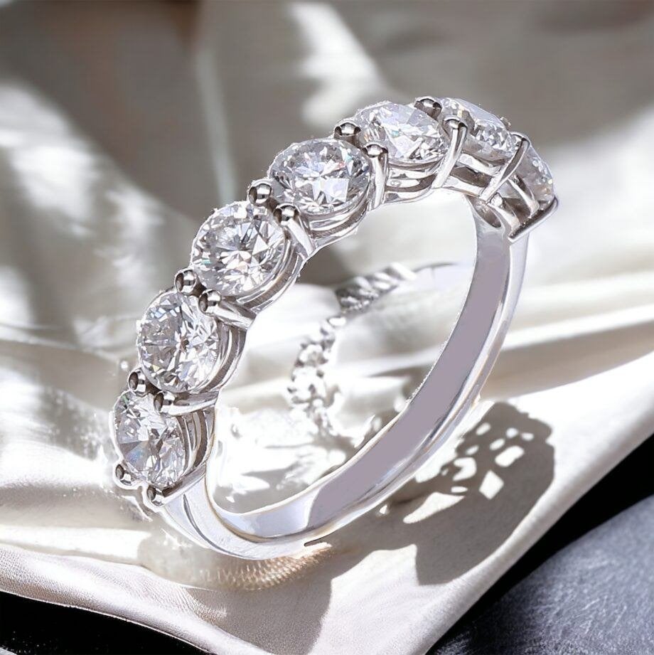 18K Witgoud Rijring met 3.50 Carat Diamant CVD, Sieraden, Tassen en Uiterlijk, Ophalen of Verzenden, Zo goed als nieuw, Info@kleenedelmetalen.nl