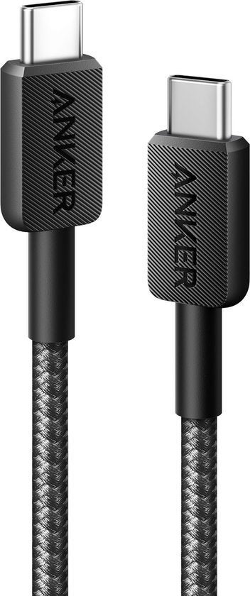Anker 322 (60W) Gevlochten USB-C naar USB-C, zwart (Kabel), Info@Anker.nl, Nieuw, Anker, Ophalen of Verzenden