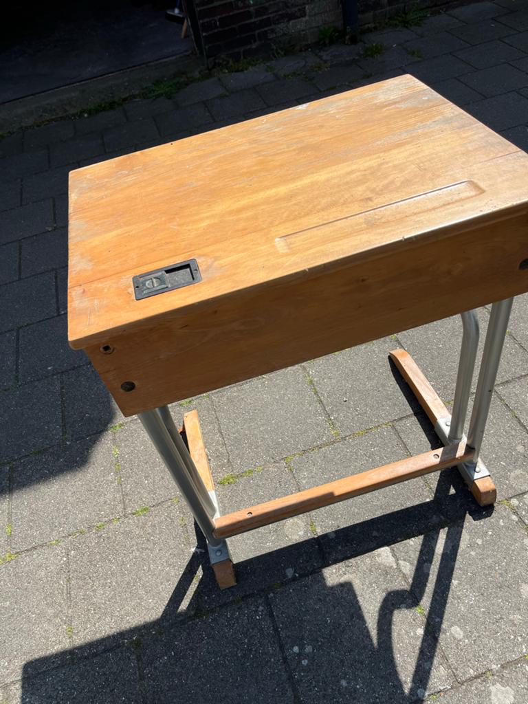 Vintage schoolbureau - Houten kinderbureau, Ophalen, Gebruikt, Hout, Schoolbureau