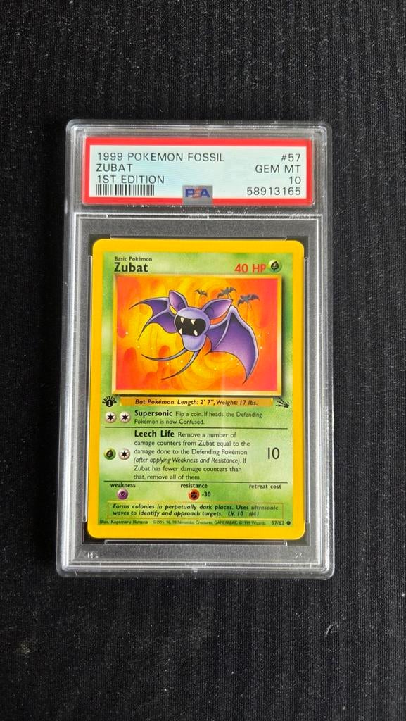 Pokemon Fossil - Zubat - 1st Edition PSA 10, Ophalen of Verzenden
