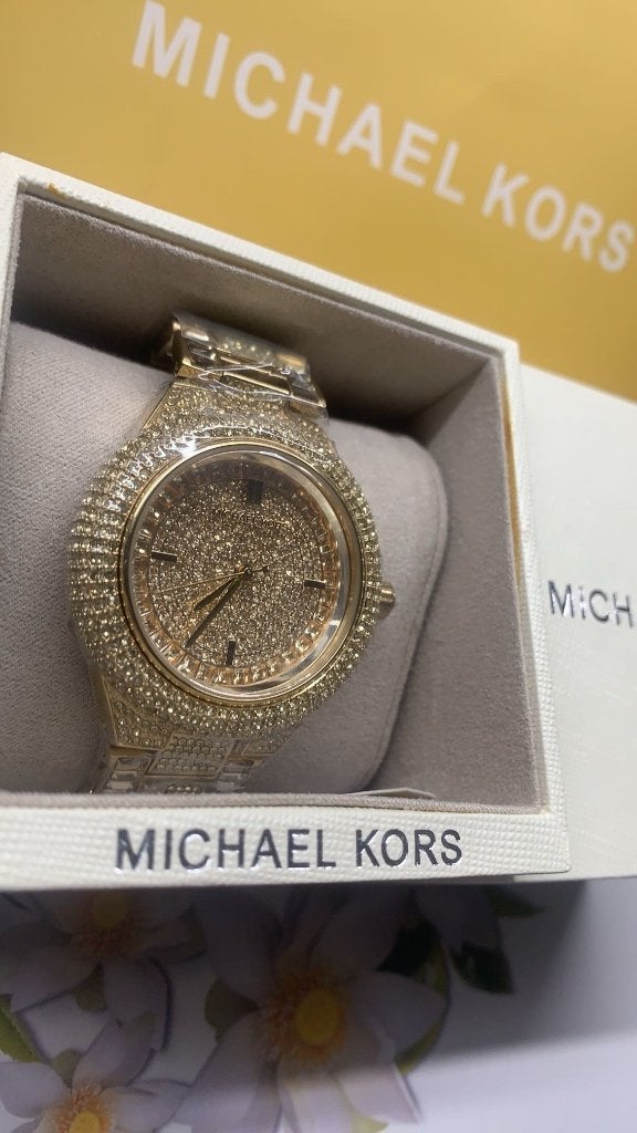 Origineel gouden Michael Kors horloge met strass steentjes, Sieraden, Tassen en Uiterlijk, Horloges | Dames, Overige merken, Staal