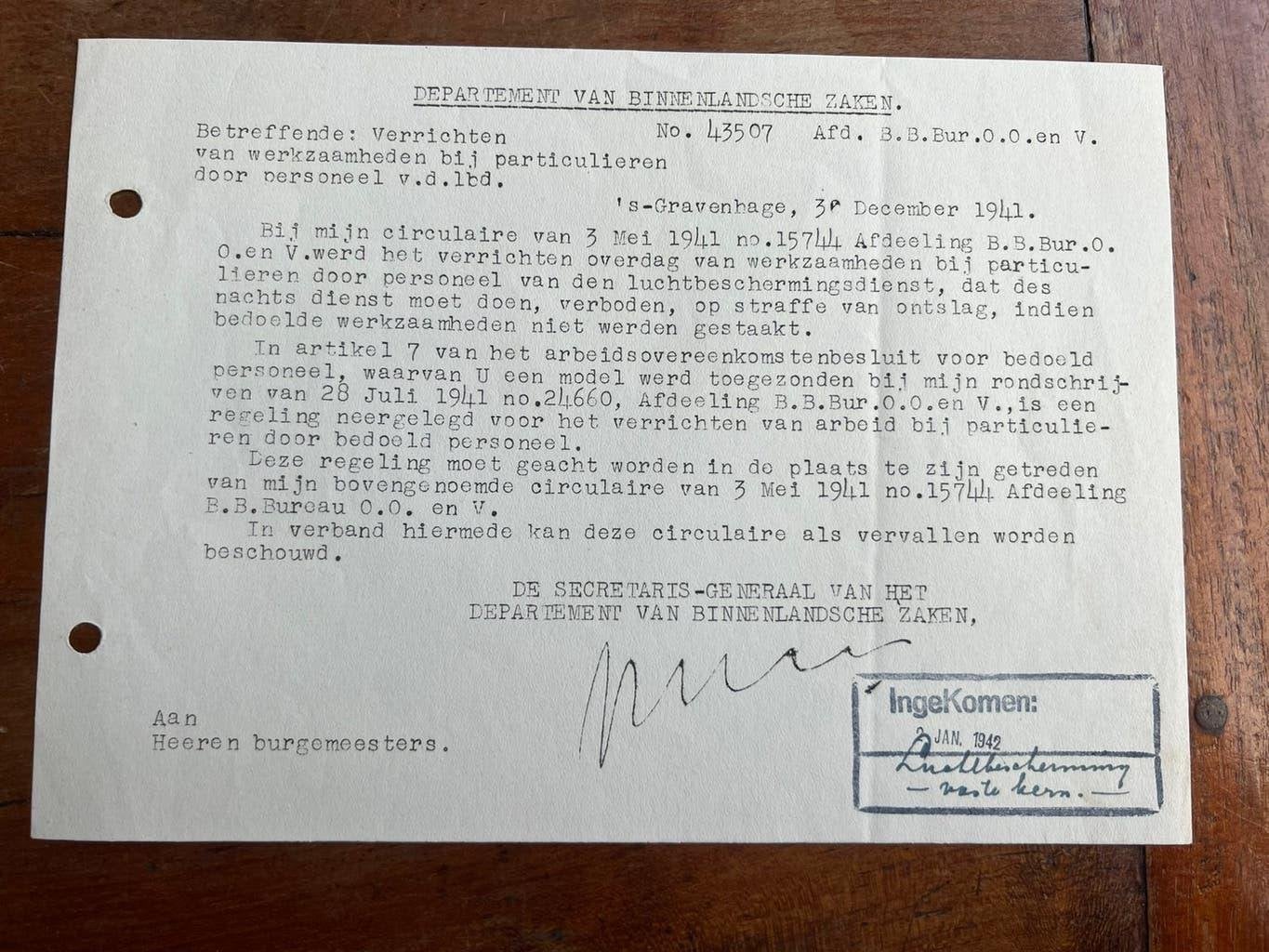 Nederlands verbod zwartwerken LBD vaste kern Breda 1942, Verzenden, Nederland, Boek of Tijdschrift