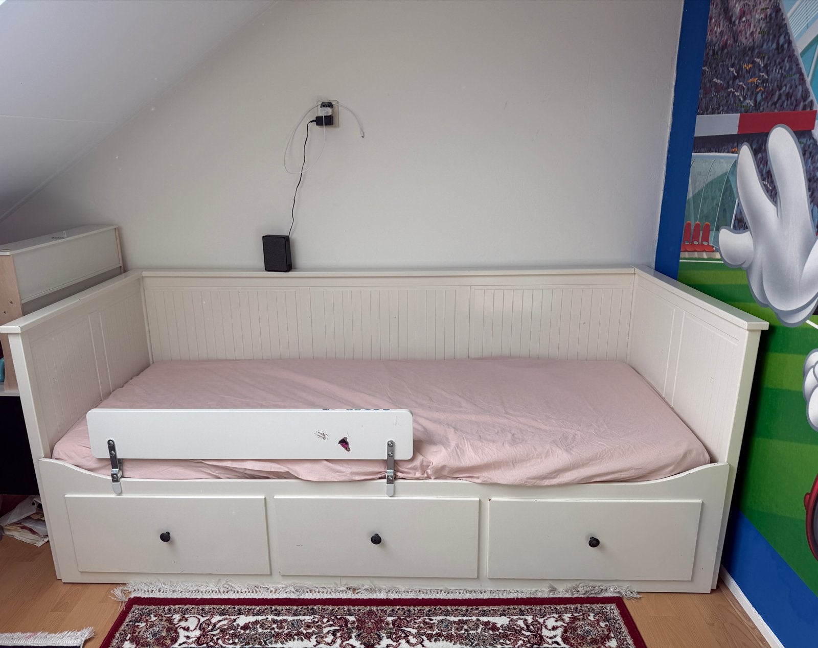 IKEA HEMNES Bedbank met 3 lades - Wit, Huis en Inrichting, Ophalen, Eenpersoons, Wit, Zo goed als nieuw