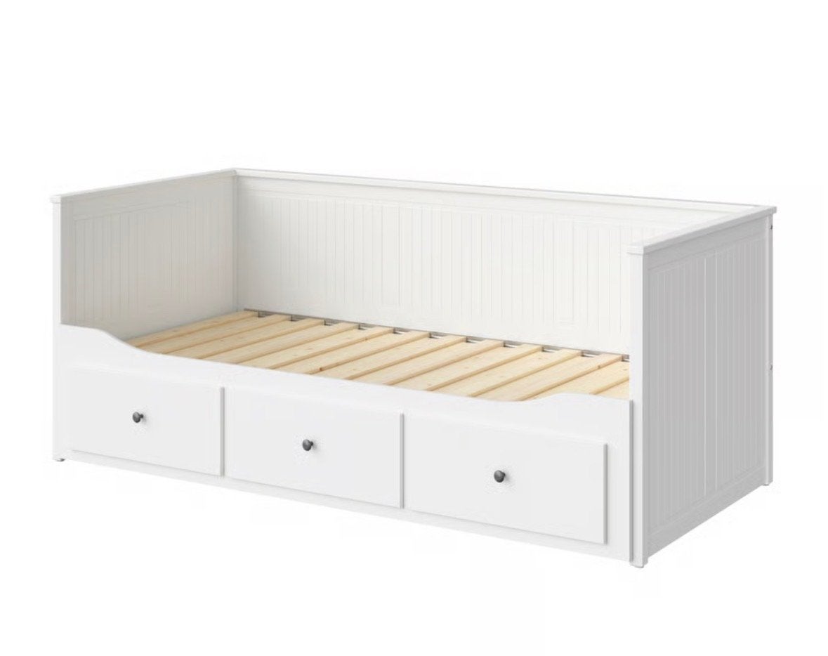 IKEA Hemnes bedbank met 3 lades - Wit, Ophalen, Gebruikt, Wit, Tweepersoons