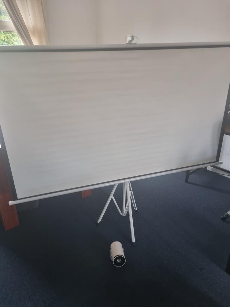 Projectiescherm met statief en mini-projector, Audio, Tv en Foto, Projectieschermen, Ophalen of Verzenden, Handmatig, Zo goed als nieuw