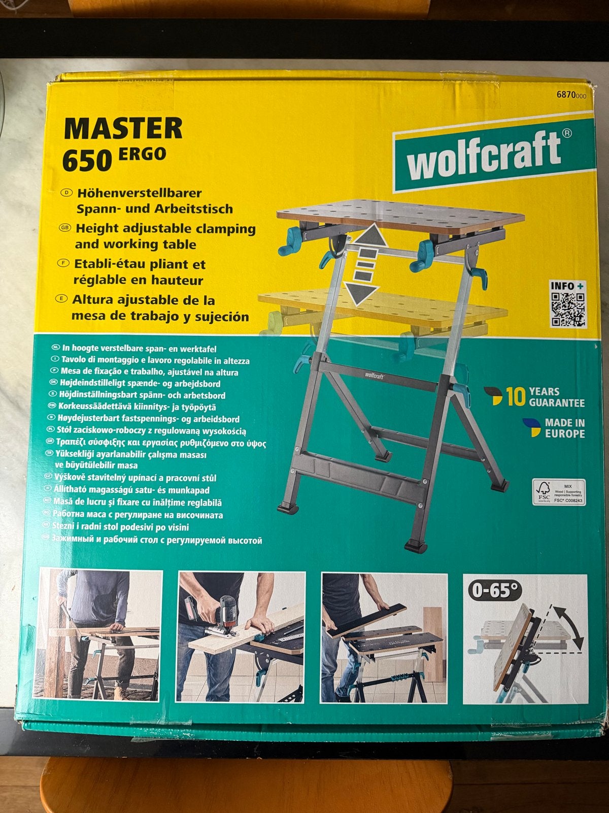 Wolfcraft Master 650 ERGO Werkbank - Nieuw in doos, Doe-het-zelf en Verbouw, Werkbanken, Ophalen, Nieuw, 70 tot 120 cm, Bankschroef