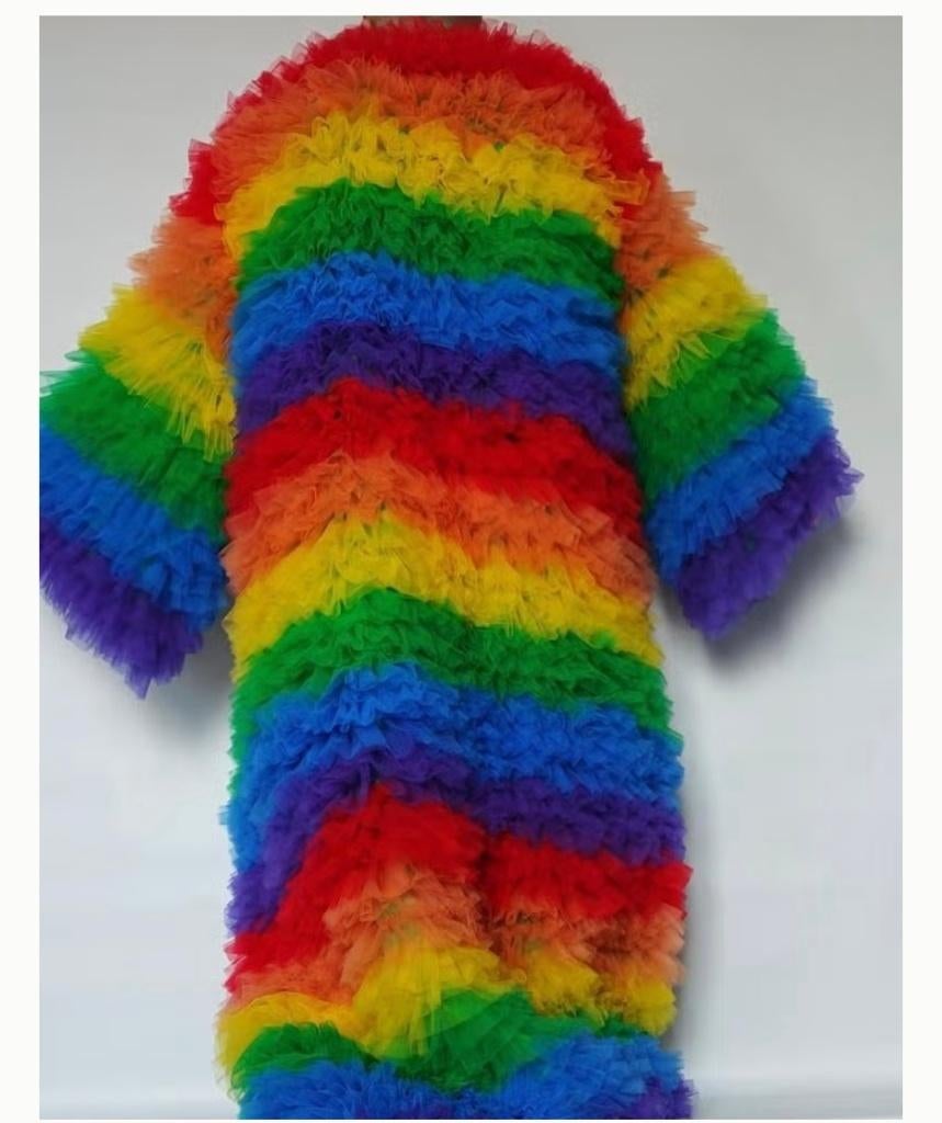 Regenboog Jas, Carnaval, Maat 42/44 (L), Ophalen of Verzenden, Zo goed als nieuw