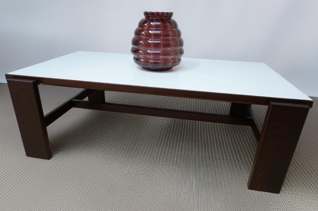 Retro Wengé houten salontafel met wit omkeerbaar blad, 1960s, Ophalen