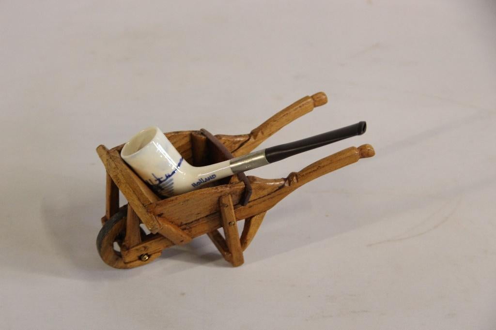 Houten kruiwagen, Ophalen, Houtsnijwerk, Handgemaakt, Hout