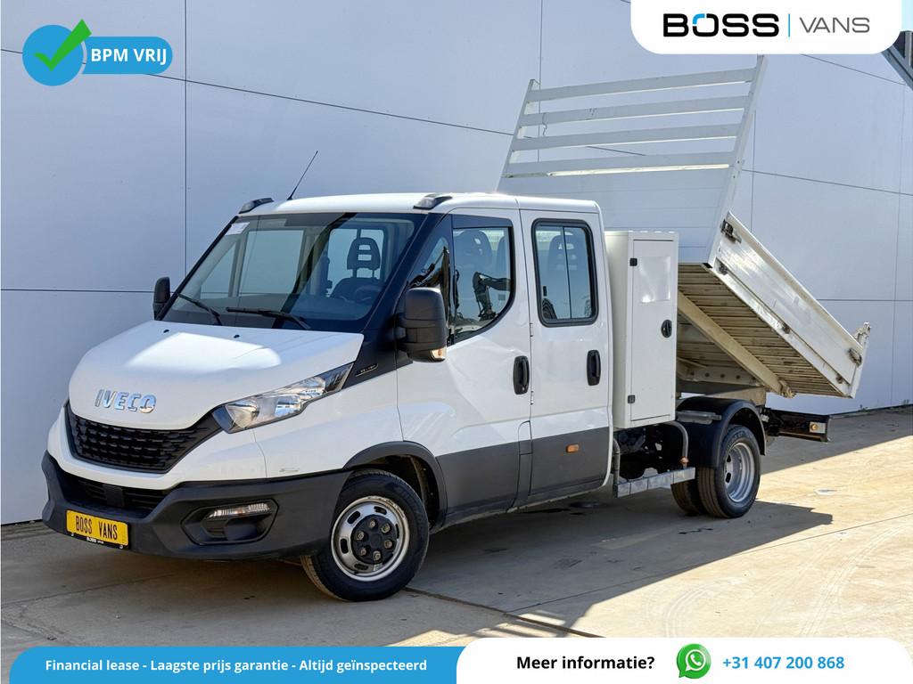 Iveco Daily 35C14 2.3 Kipper Dubbele Cabine Dubbellucht 3,5t, Auto's, Bestelauto's, Gebruikt, Zwart, Iveco, Wit