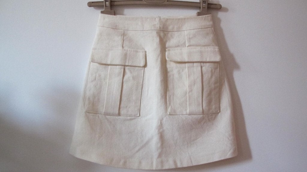 A-Line denim mini skirt, Beige, Ophalen of Verzenden, Zo goed als nieuw, Maat 36 (S)
