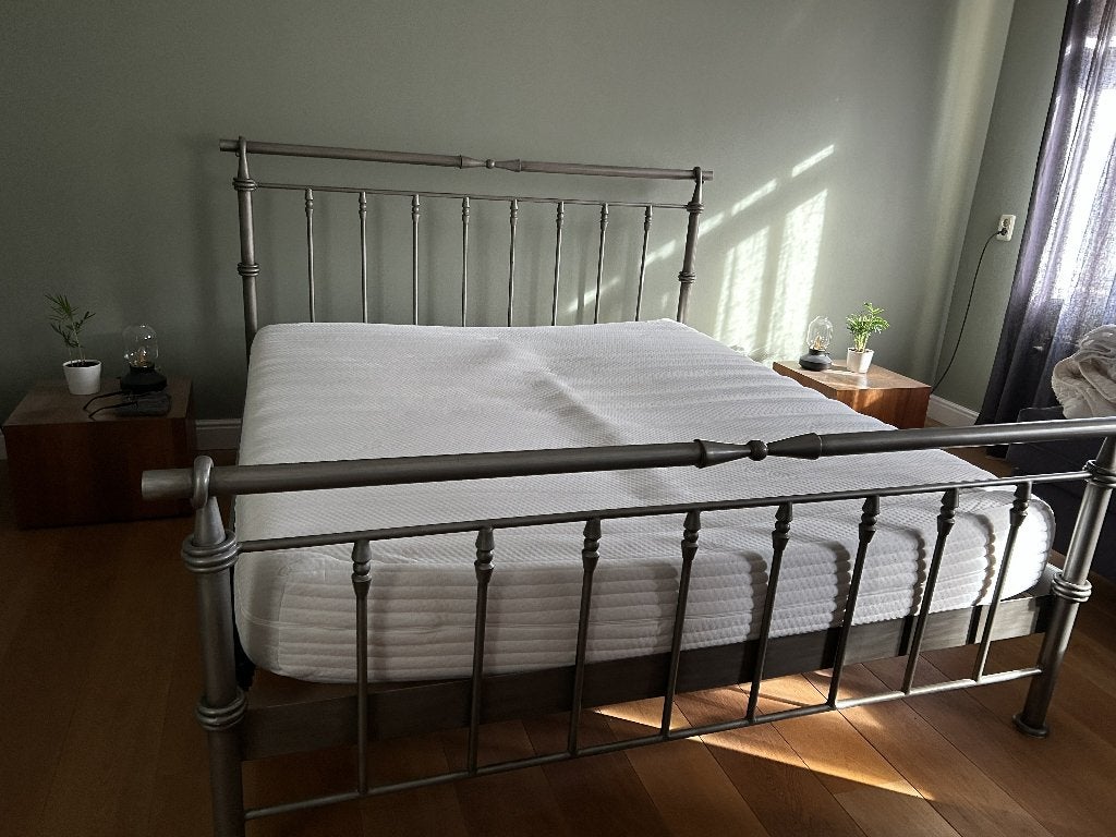 bed metaal 180x200, Ophalen, Eenpersoons, Zo goed als nieuw, 180 cm
