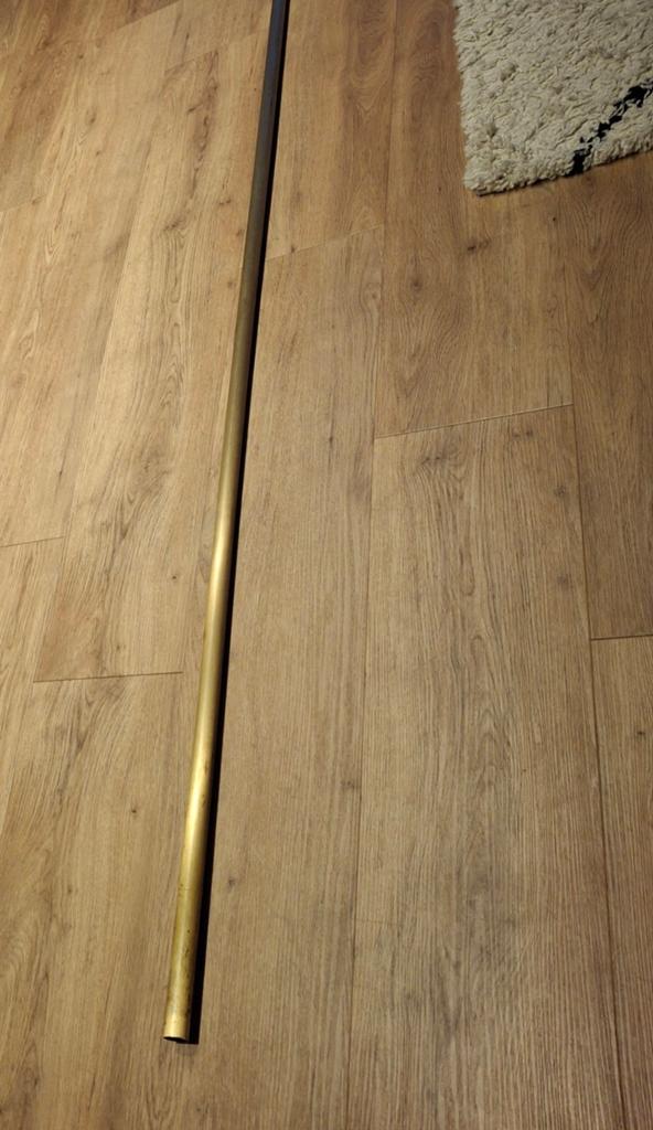 Koperen gordijnroede 330 cm, doorsnee 2,5 cm, Ophalen, Gebruikt, Goud, Metaal