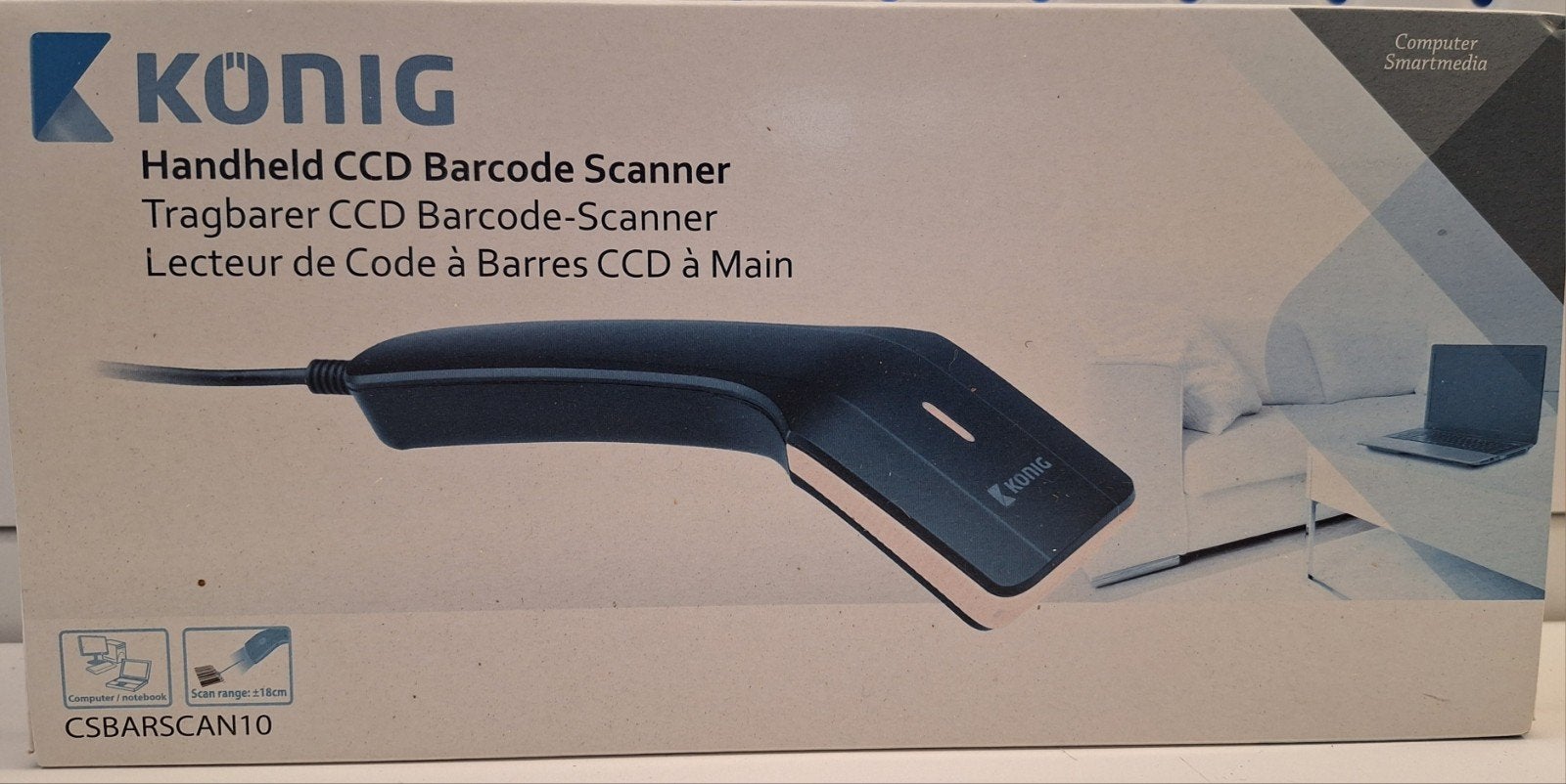 König Handheld CCD Barcode Scanner - Nieuw in doos, Computers en Software, Nieuw, König, Ophalen of Verzenden, Windows