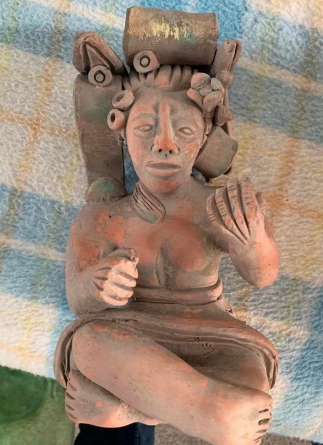 Beeld oud Mexico Maya stijl Pre-Columbian terracotta beeld., Antiek en Kunst, Kunst | Beelden en Houtsnijwerken, Ophalen of Verzenden