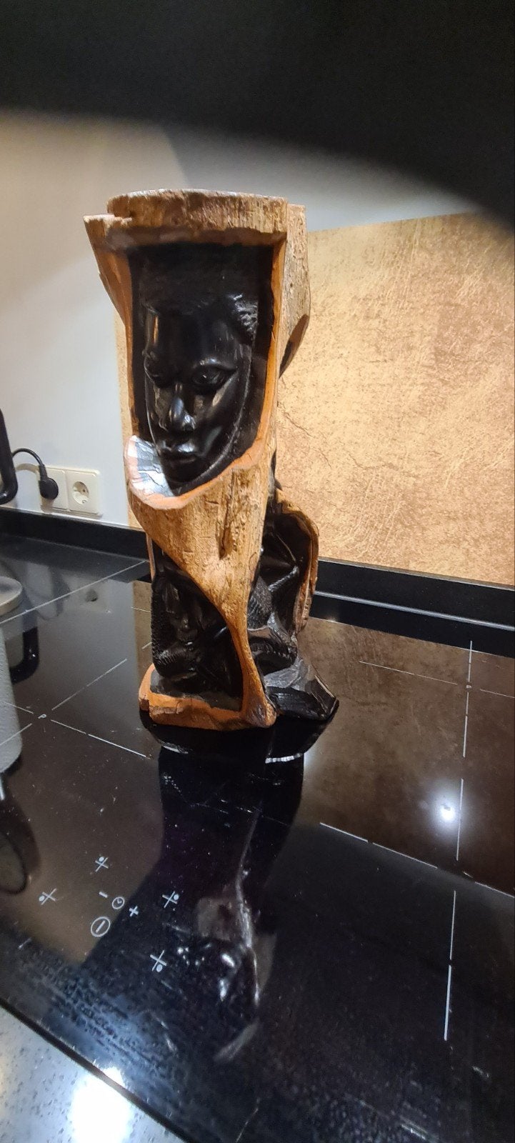 Makonde Ujamaa Levensboom Sculptuur Traditioneel Houtsnijwe, Hout, Gesneden, 35 cm, Houtsnijwerk