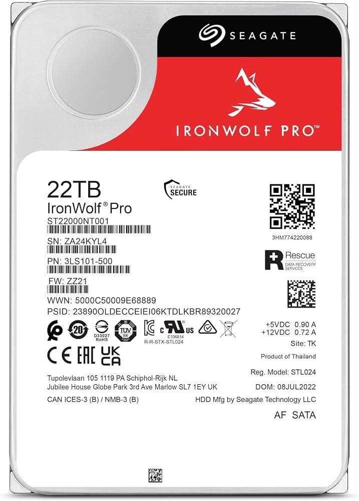 Seagate Ironwolf pro 22Tb (12 op voorraad), Intern, Seagate, Server, Ophalen of Verzenden