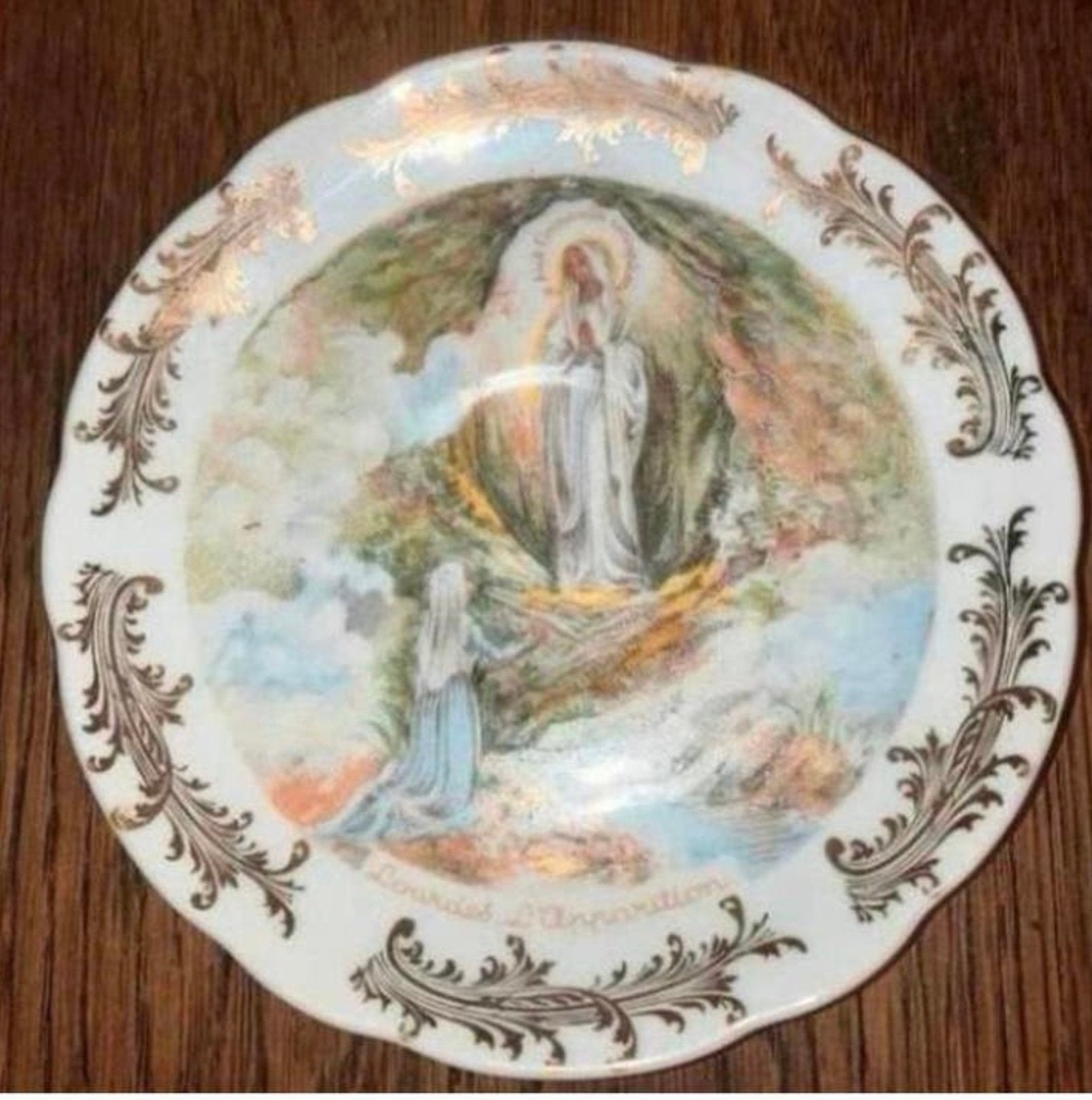LOURDES ,MOOI PORSELEINEN BORDJE,MARIA EN BERNADETTE!!, Antiek en Kunst, Antiek | Religie, Ophalen of Verzenden