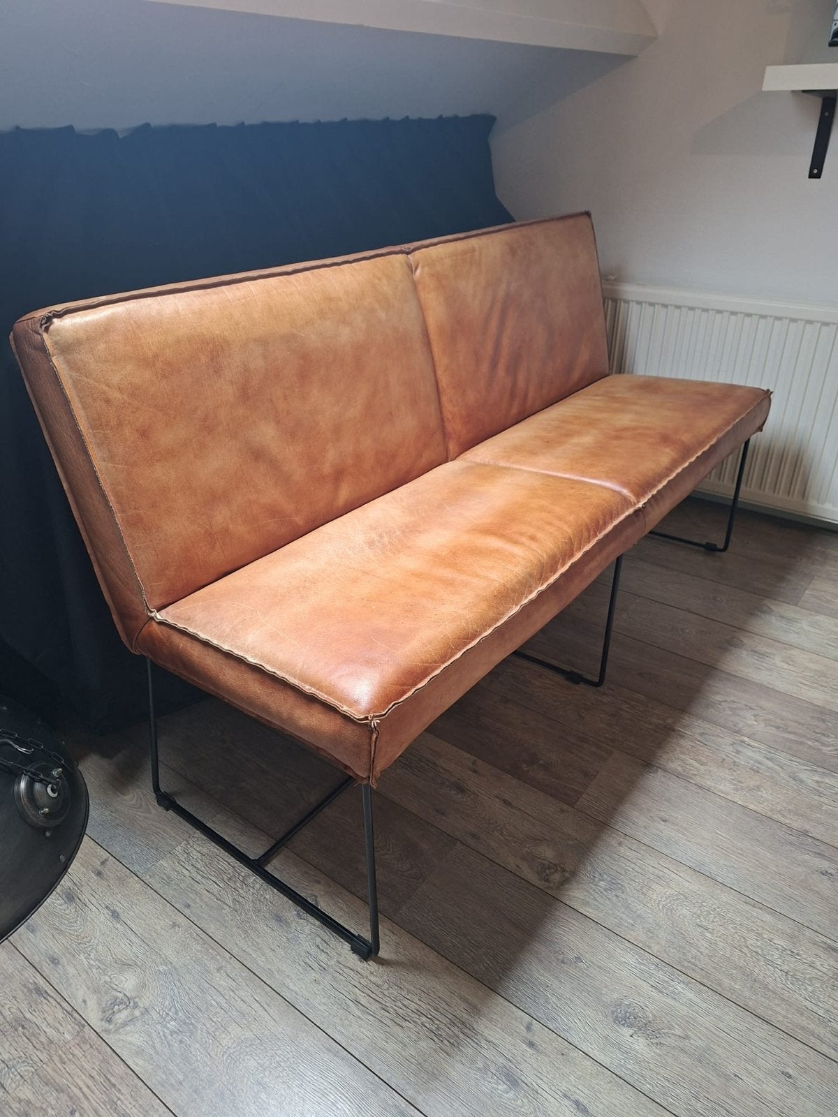 Leren Tafelbank Buffalo Leer 160cm - Industrieel Design, Ophalen, Gebruikt, Minder dan 75 cm, 150 tot 200 cm