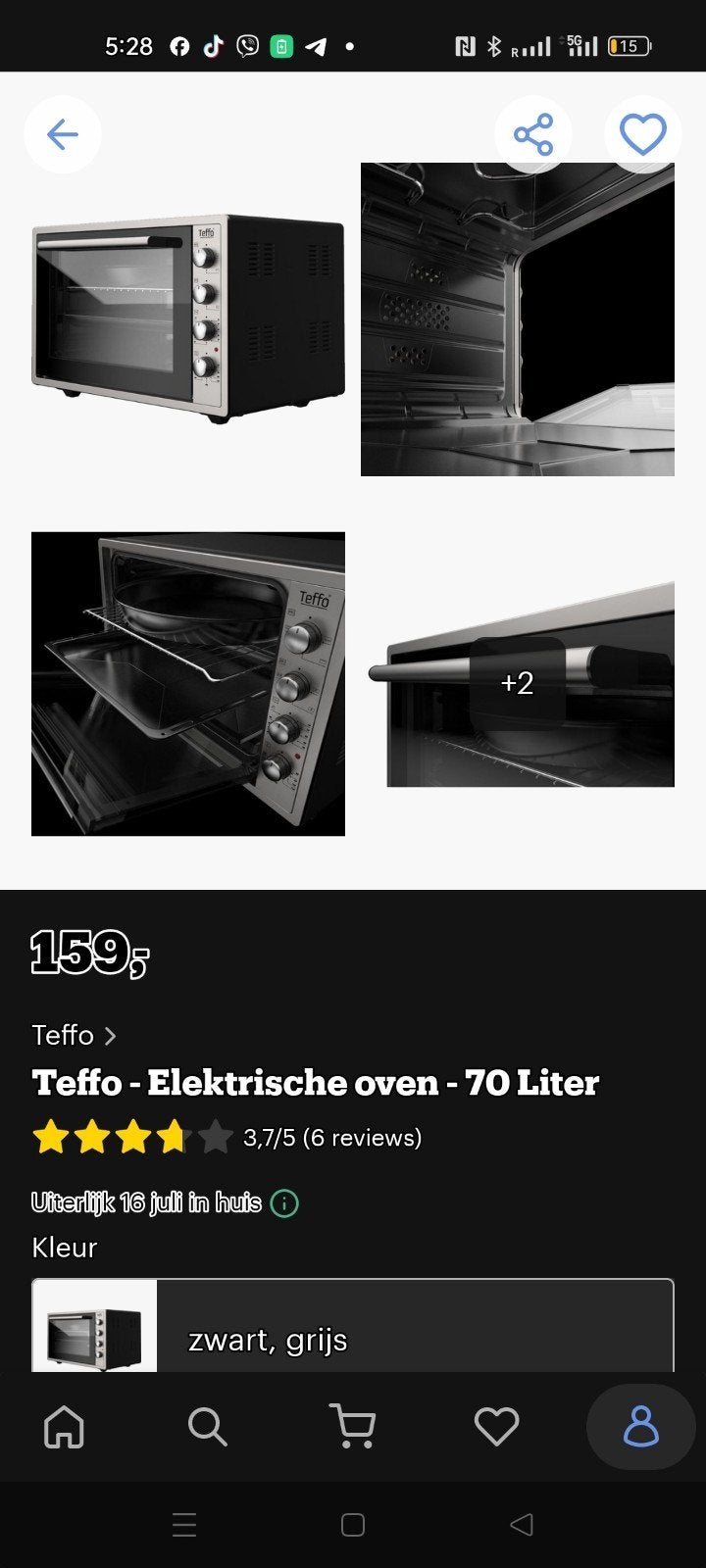 Teffo Elektrische Oven - Zo goed als nieuw, Minder dan 45 cm, Overige merken, Oven, 60 cm of meer