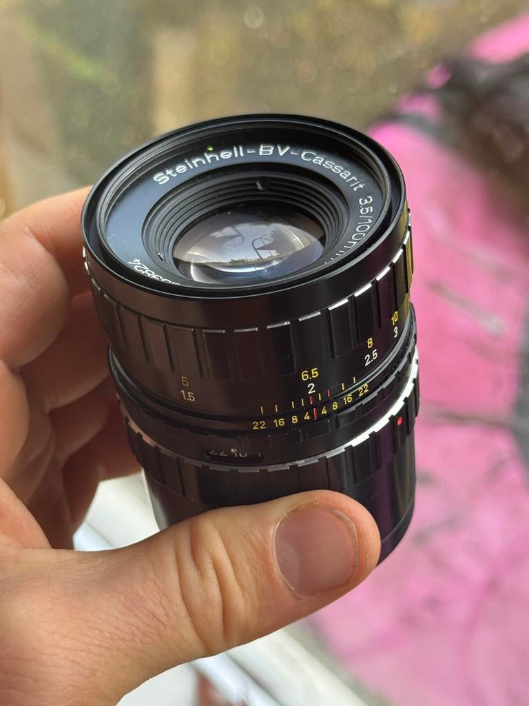 Steinheill cassarit 100mm 3.5 m42, Ophalen of Verzenden, Zo goed als nieuw, 50 tot 60 mm, UV-filter