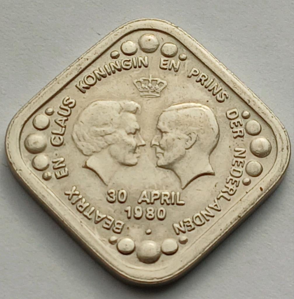 5 Cent 1980 Nederland Oude Munt 1938 Stuiver Beatrix + Claus, Ophalen of Verzenden