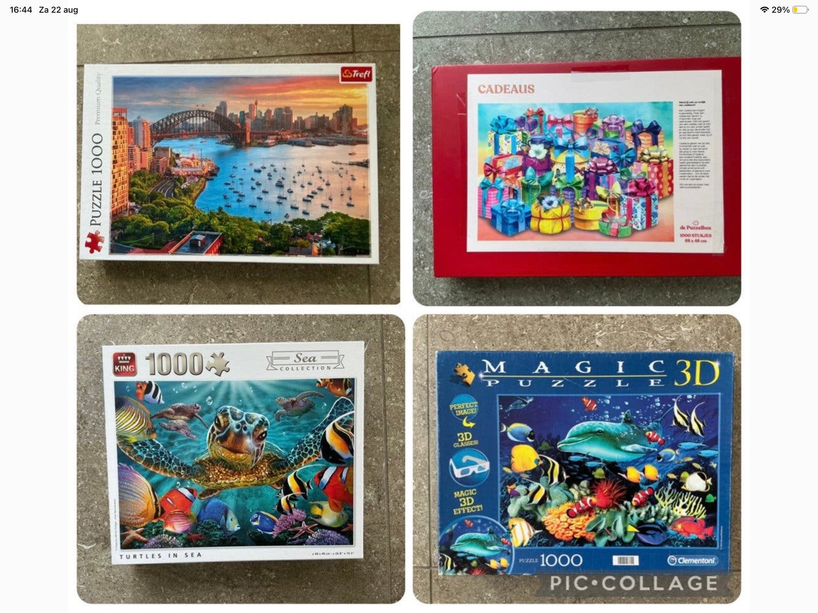 4 legpuzzels - 1000 st. - € 3,00 pstuk - samen € 8,00 (KWF), Ophalen of Verzenden, 500 t/m 1500 stukjes, Zo goed als nieuw