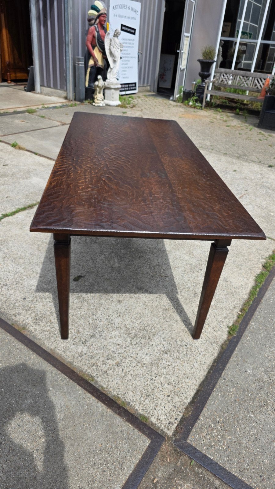 Antieke eikenhouten Franse boeren eettafel, Ophalen