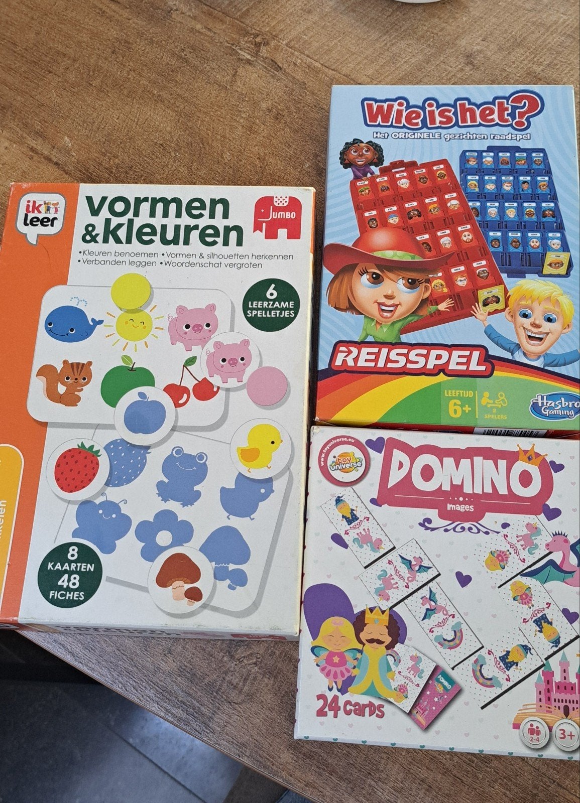 Leuke Kinderspellen: Vormen & Kleuren, Domino, Wie is het?, Ophalen of Verzenden, Gebruikt, Jongen of Meisje