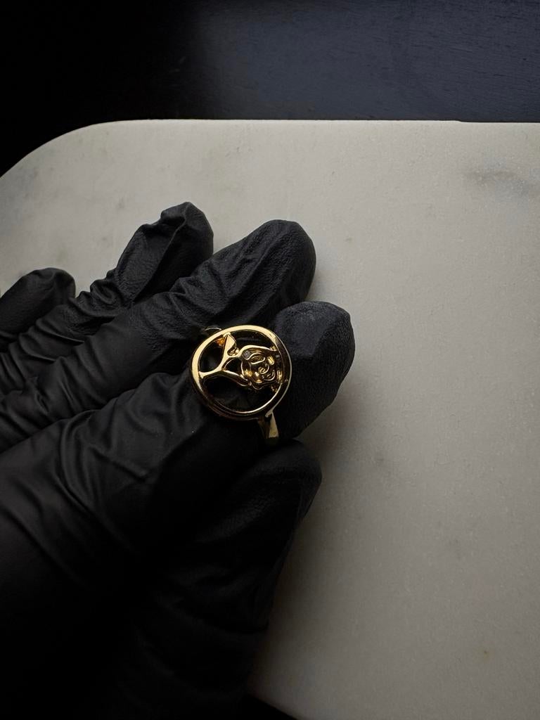 Gouden ring met roos - Maat 18, 18 tot 19, Nieuw, Dame, Goud