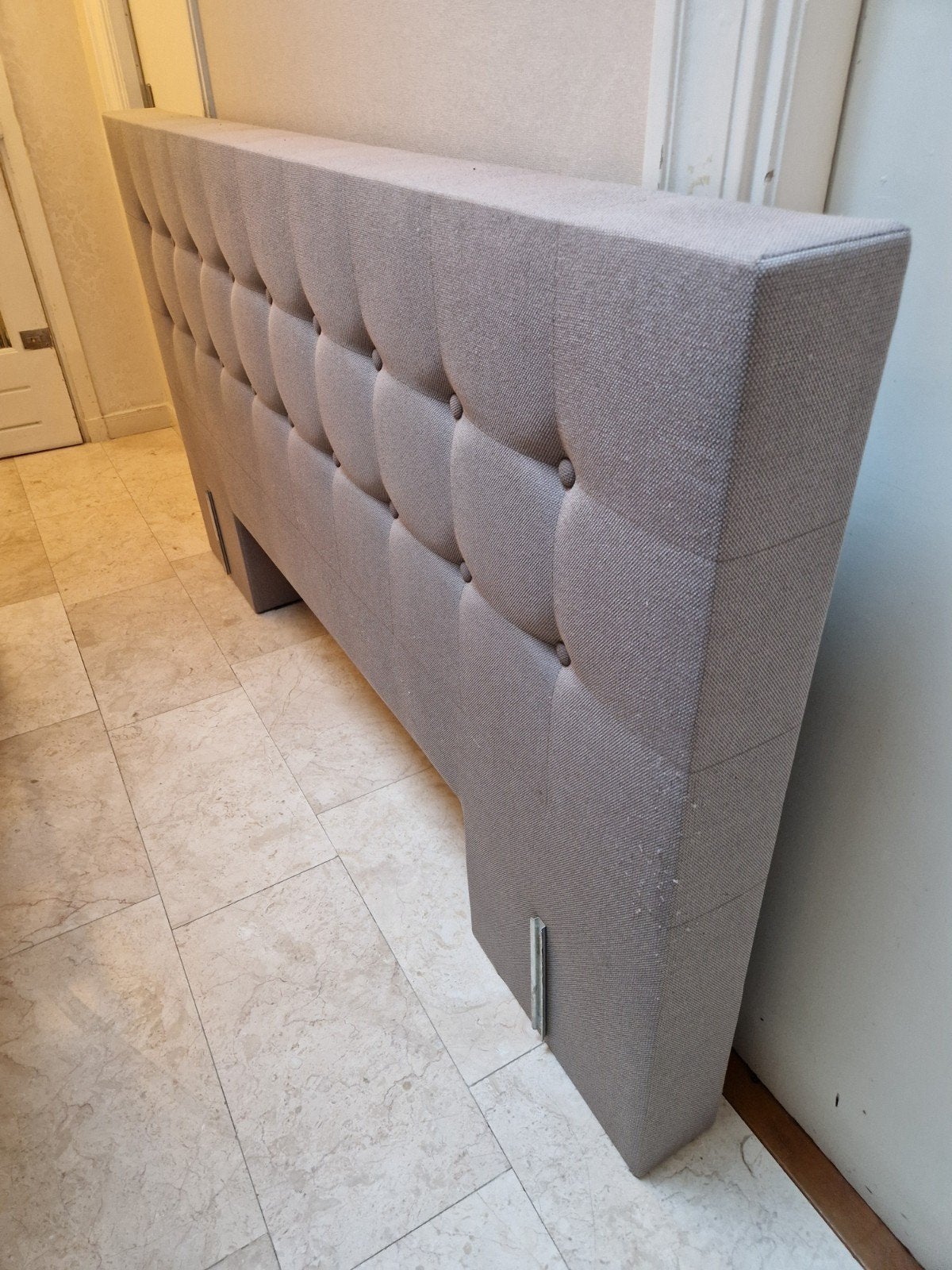 Hoofdbord Swiss Sense 200x140cm grijs voor bed 180cm breed, Ophalen, Gebruikt, Tweepersoons, 140 cm