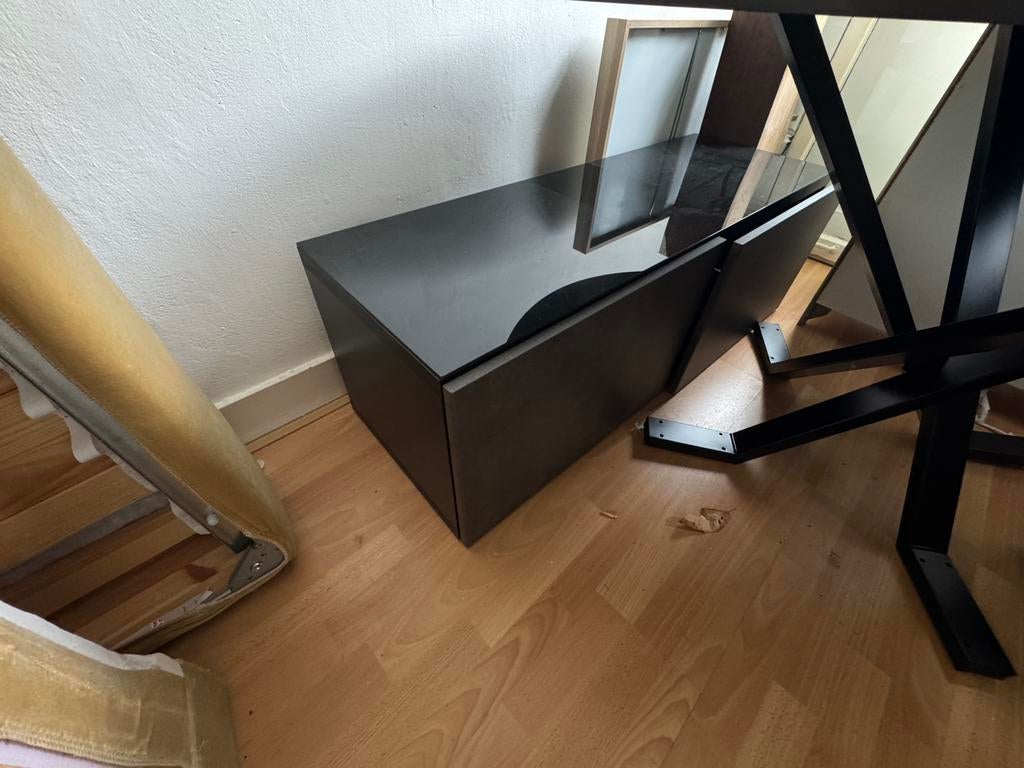 Tv meubel met glas, Ophalen, Zo goed als nieuw