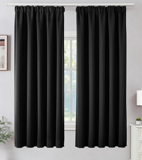 Joydeco Verduisteringsgordijnen Zwart 140x175 cm (set van 2), Ophalen, Overige merken, Zwart, 175 cm