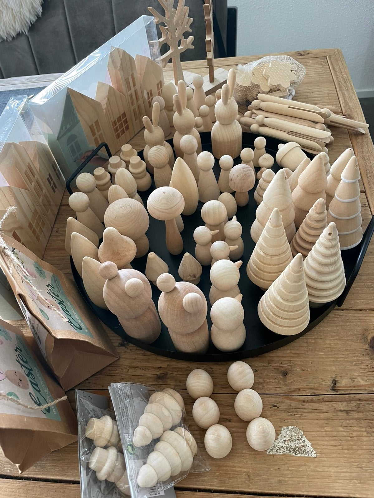 Heel veel verschillende peg dolls, Ophalen, Fantasie, Beige, Hout