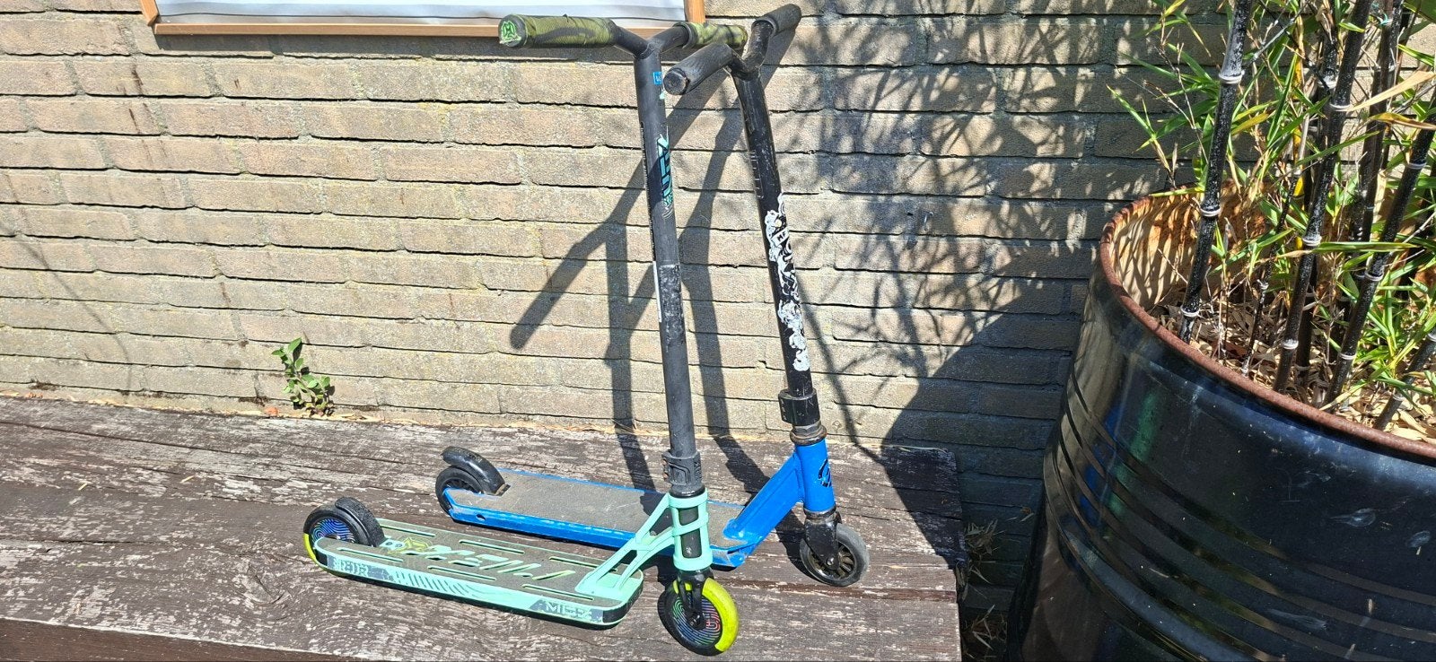 Twee gebruikte stuntsteppen: Oxelo en Shredder, Ophalen of Verzenden, Gebruikt, Overige typen, Oxelo, Shredder