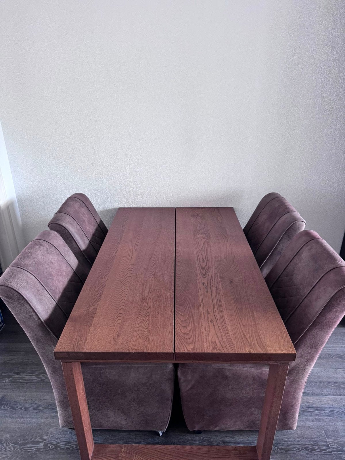 MOET WEG! Vierpersoons eettafel + stoelen!, Ophalen, Gebruikt, 200 cm of meer, 50 tot 100 cm