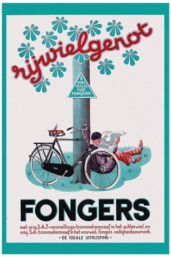 FONGERS Fietsen Nostalgische Affiche Fiets Poster, Verzenden, Nieuw, A1 t/m A3, Film en Tv