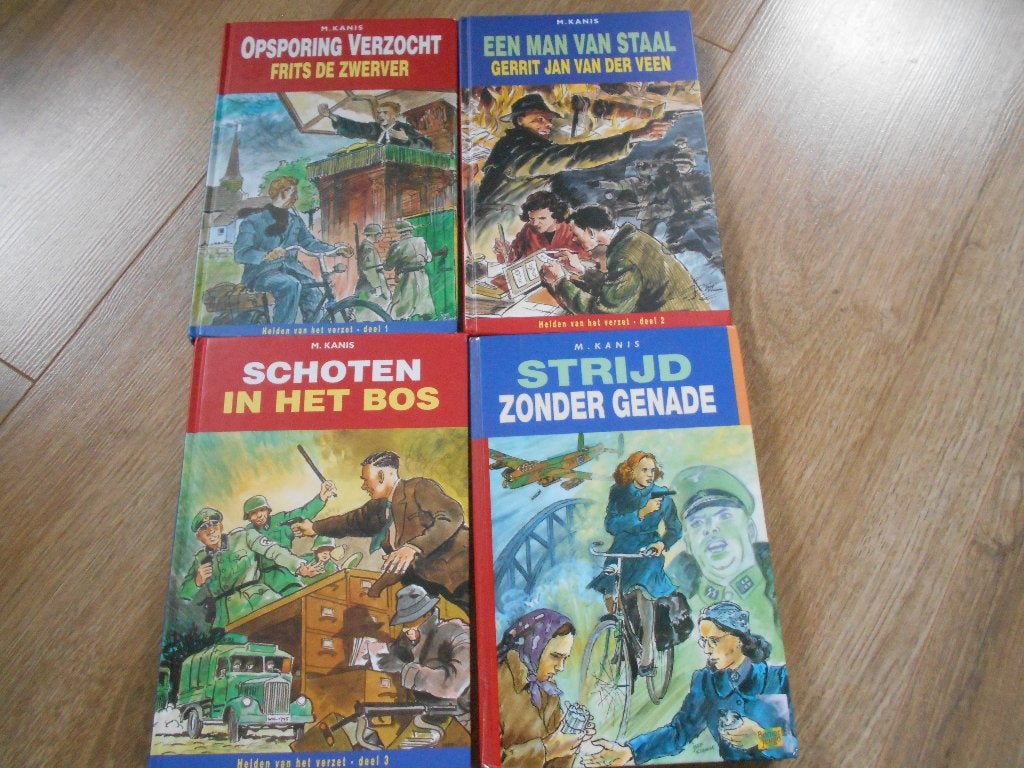 M. Kanis Deel 1 t/m 4 van de serie `Helden van het verzet`, Ophalen of Verzenden, Tweede Wereldoorlog, Zo goed als nieuw, Overige onderwerpen