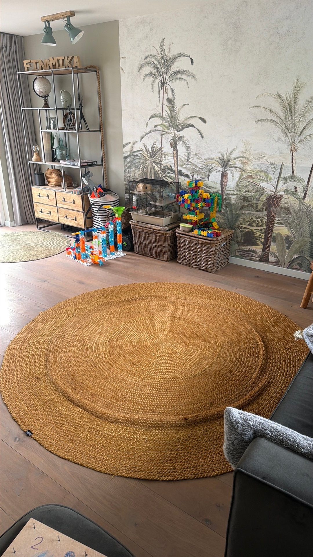 Vloerkleed jute By-Boo geel, Ophalen, Gebruikt, Geel, Rond