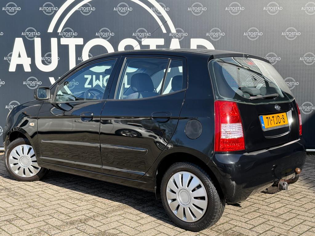 Kia Picanto 1.1 EX Automaat / NAP / Airco / APK / Trekhaak, Stof, 400 kg, Zwart, Euro 4