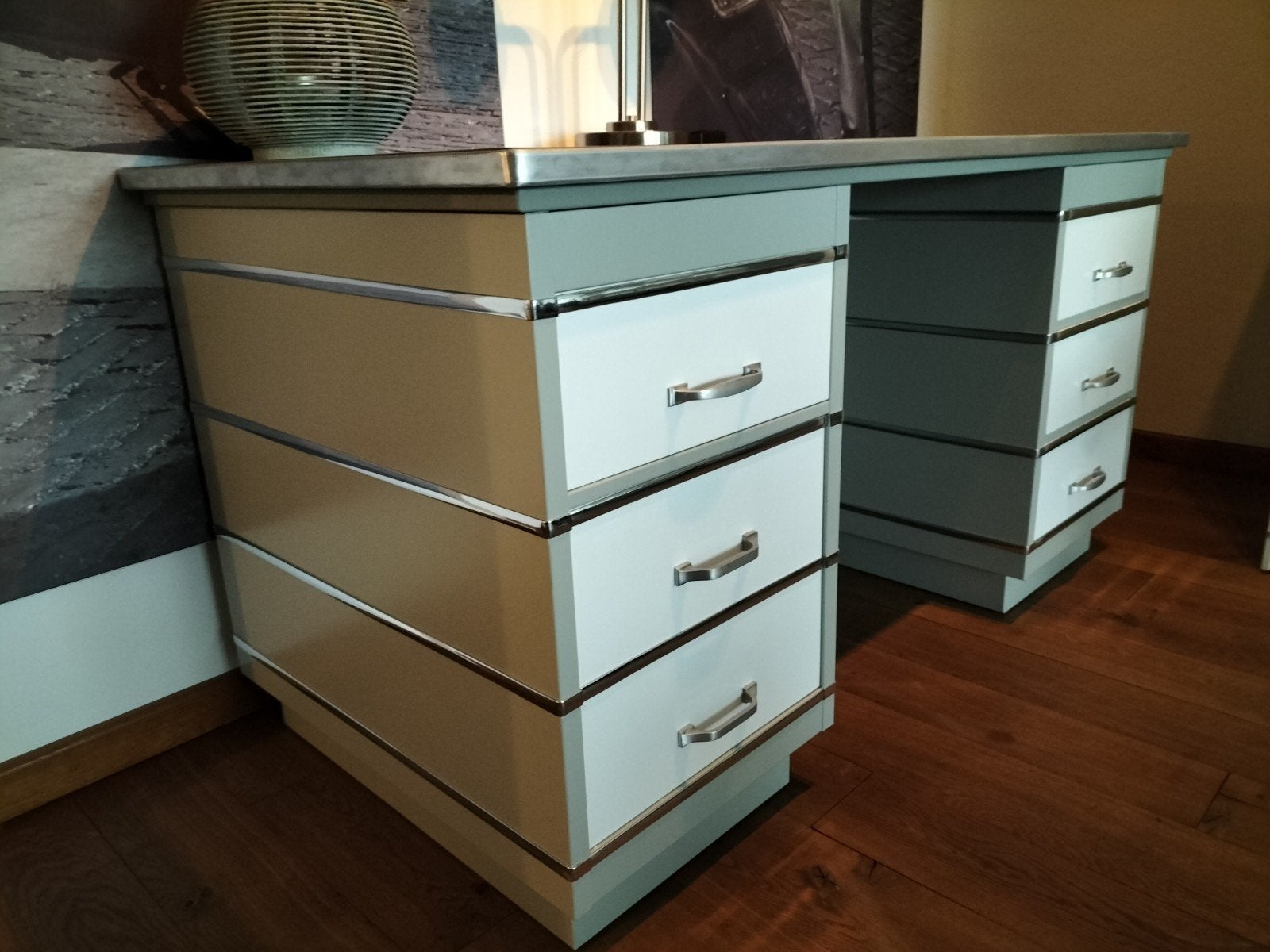Vintage Gispen bureau met lades - Diverse kleuren, Ophalen of Verzenden