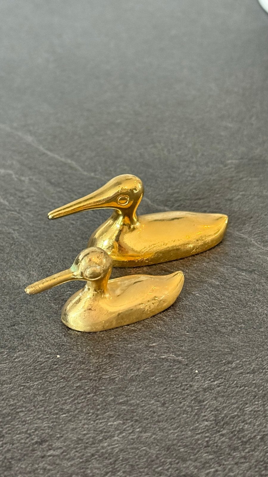 Set van 2 gouden eenden beeldjes, Ophalen of Verzenden