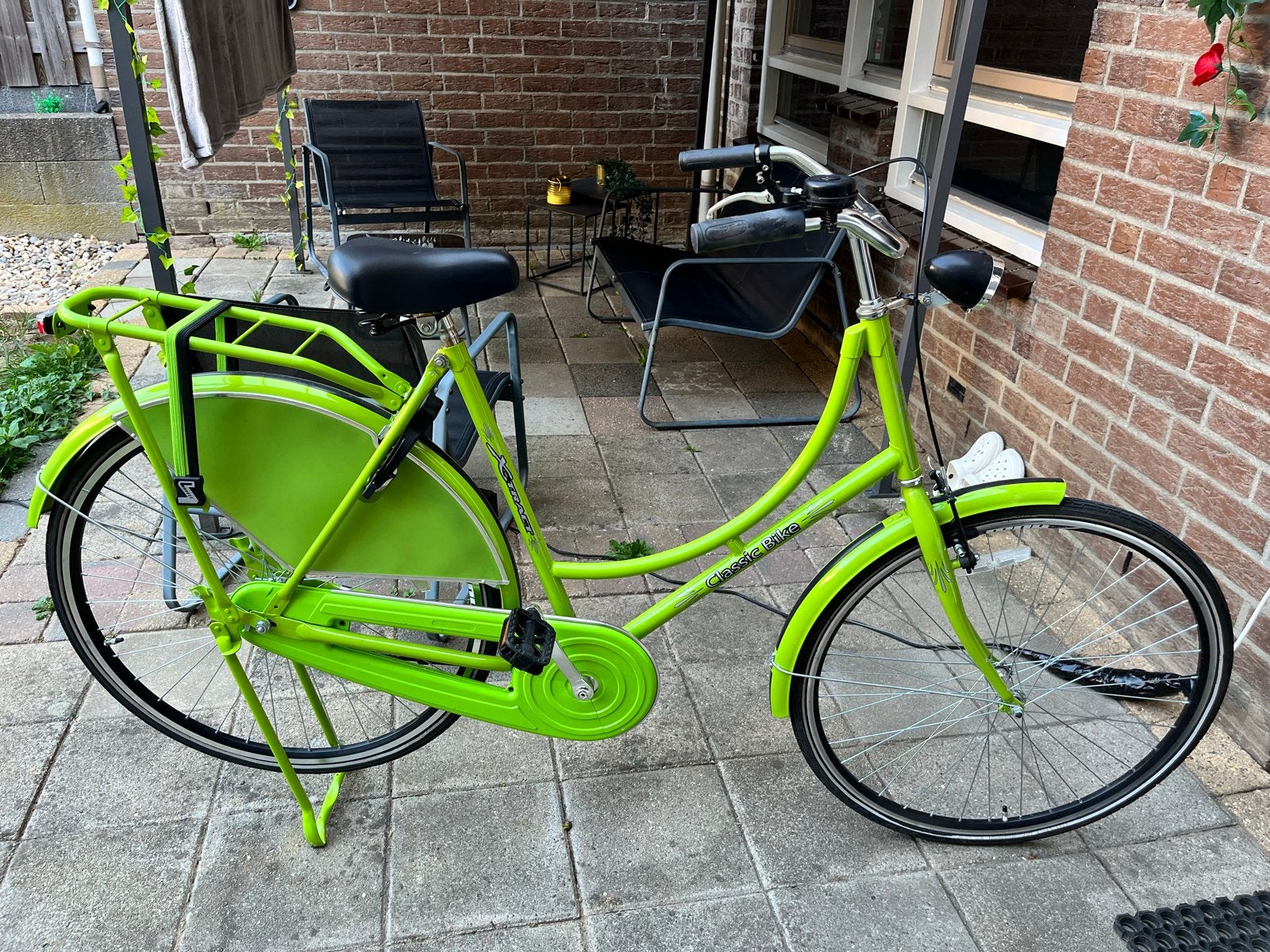Unieke Groene Omafiets met LED Verlichting en Terugtraprem, Fietsen en Brommers, Ophalen, Gebruikt, Terugtraprem, Handrem