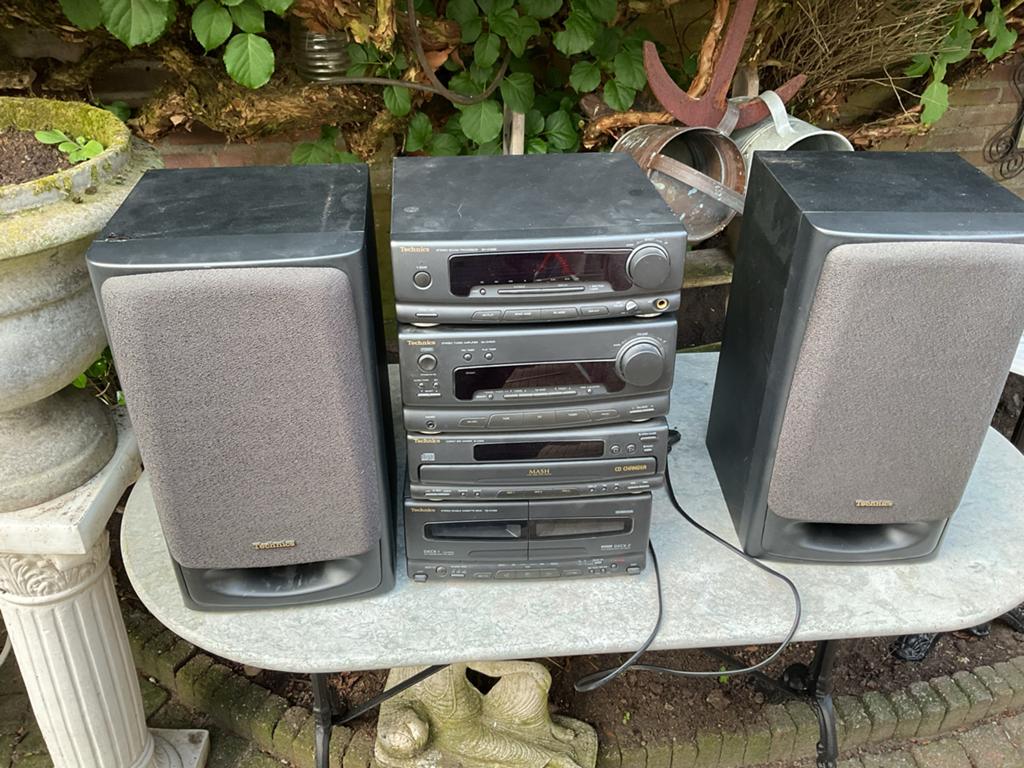 Technics Stereo Set met Speakers - CD, Cassette, Tuner, Gebruikt, Cassettedeck, Losse componenten, Ophalen