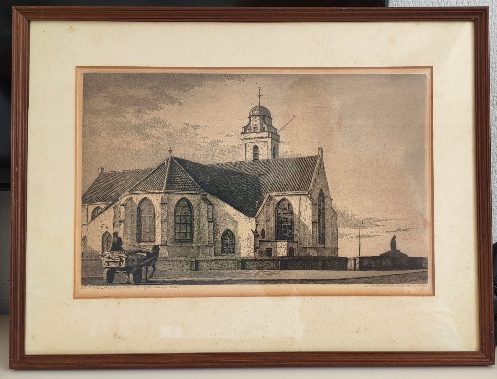 Oude Kerk van Katwijk- Gesigneerde Ets, Antiek en Kunst, Ophalen of Verzenden