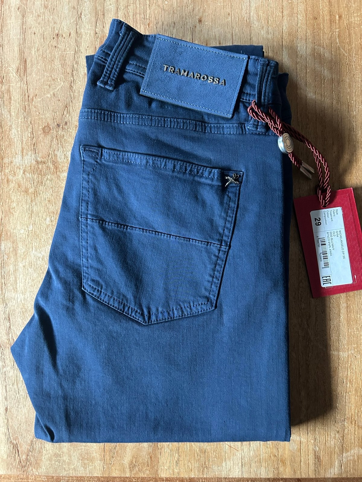 TRAMAROSSA Michelangelo Zip Stretch Jeans - Maat 29, Kleding | Heren, Ophalen of Verzenden, Nieuw, Blauw, W32 (confectie 46) of kleiner
