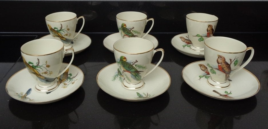 Royal sphinx Maastricht 6 kop en schotels uit een vogelserie, Huis en Inrichting, Keuken | Servies, Gebruikt, Keramiek, Ophalen of Verzenden