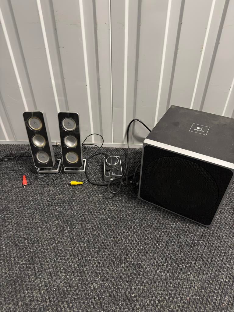 Logitech Z-4 2.1 Luidsprekerset met Subwoofer, Ophalen of Verzenden, Gebruikt, Audiokanaal 2.1